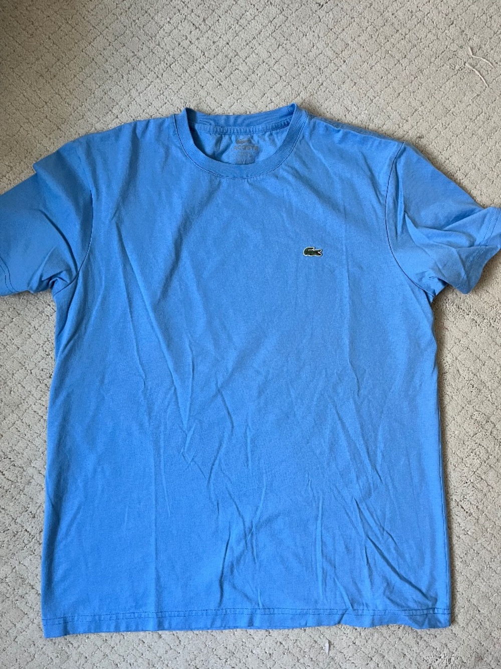 Lacoste Men’s Pima Cotton T-Shirt Light Blue Size SM Classic Fit Croc Logo Tee